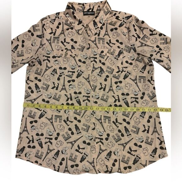 Karl Lagerfeld Paris Printed Button Front Blouse XL - Picture 6 of 10